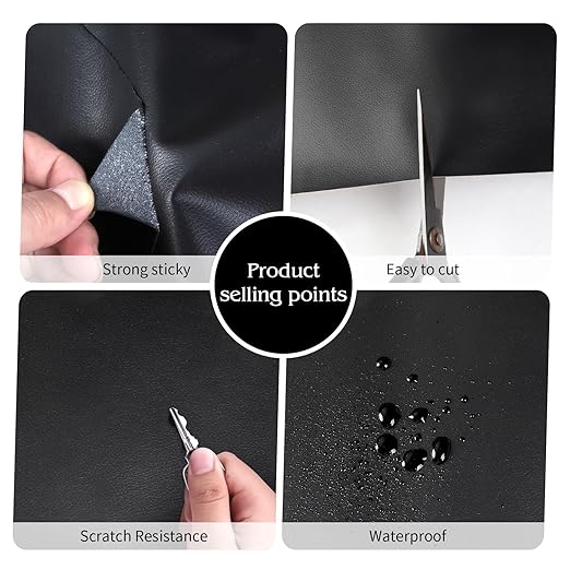 BSZHTECH Leather Repair Tape Self-Adhesive Leather Repair Patch for Couch Furniture Sofas Car Seats Advanced PU Vinyl Leather Repair Kit (Black, 3.9X79 inch)