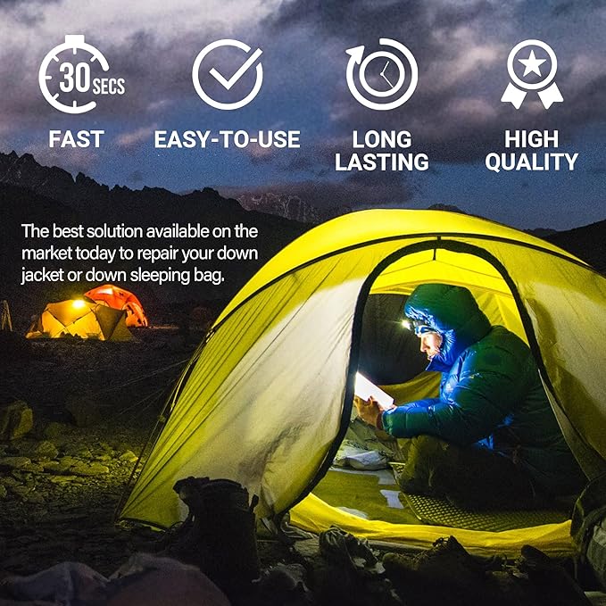 Self-Adhesive Waterproof Repair Patch Kit - 30-Second Fix for Down Jackets, Tents, Sleeping Bags, Backpacks, Outdoor and Camping Gear - Pre-Cut Nylon, Multiple Colors (Bottle Green)
