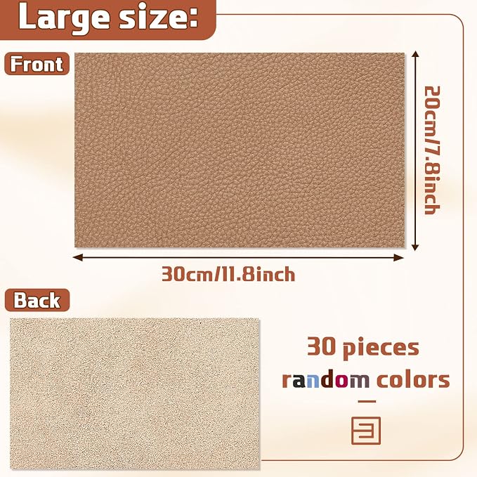 Amylove 30 Pcs Genuine Leather Scraps for Craft 12 x 7.8 Inch Tooling Leather Sheets Material(Multicolor)