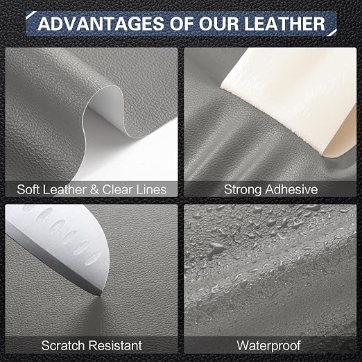 Leather Repair Kit for Furniture 4"x 63" Leather Tape Repair Patch Self Adhesive Sofa Vinyl Repair Patch Kit for Car Seat,Couch,Boat Seat,Chair - Gray