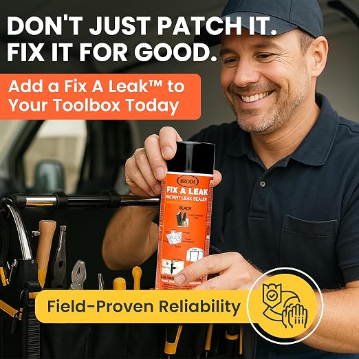 Fix-A-Leak Black, Liquid Rubber Spray, Stops Leaks Instantly, Flexible, Waterproof, Crack-Resistant, Prevents Rust & Corrosion, for Roof, Gutter, Drain, HVAC & More (Black), Rubber Spray Sealant