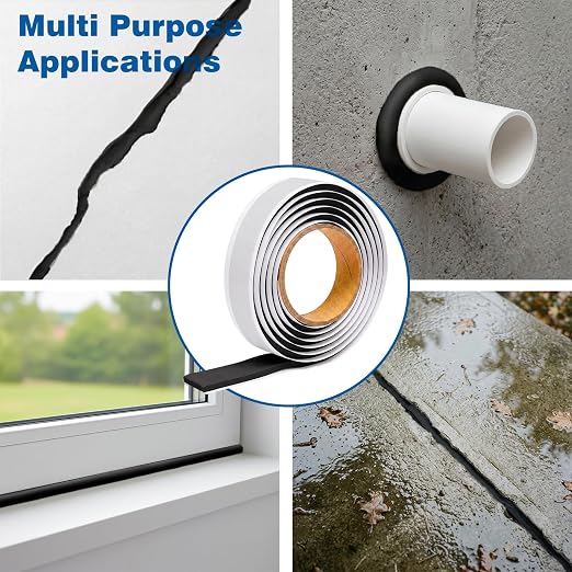 U0U Black Moldable Silicone Putty,5mm Waterproof Multi Purpose Butyl Seal Putty Tape,Plumbers Duct Seal Putty for Sink Drain Gap Wall Repair