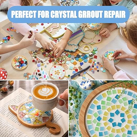 Mosaic Crystal Grout, Mosaics Tile Tools, Mosaic Tile Accessories – Essential for Handmade Grouting and Perfect for DIY Craft Projects (Translucent, 8.8oz)