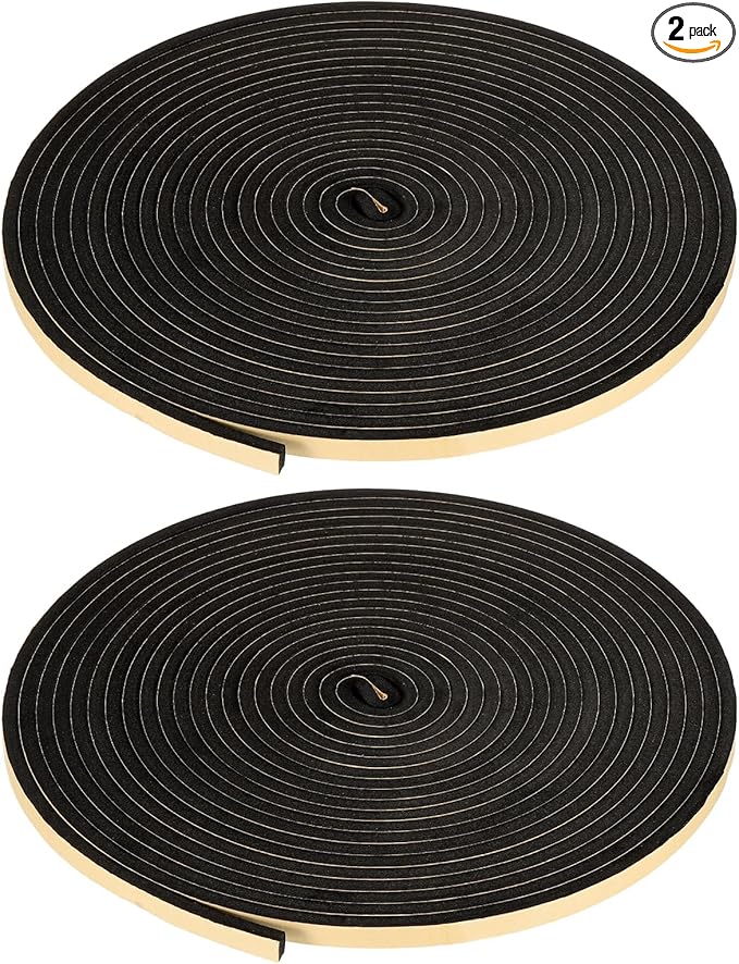 PATIKIL Foam Insulation Tape, 2Pcs 3/8" W x 1/4" t x 32.8FT Self Adhesive Weather Stripping Door Seal Strip for Door Window Air Conditioning, Black