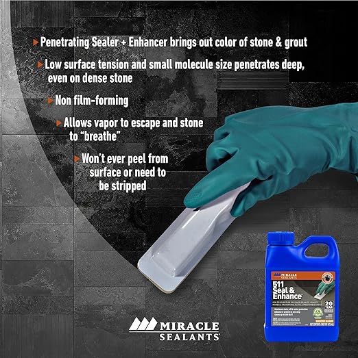 Miracle Sealants 511 Seal & Enhance Premium Enhancing Sealer for Stone & Tile, Pint, 6 Pack