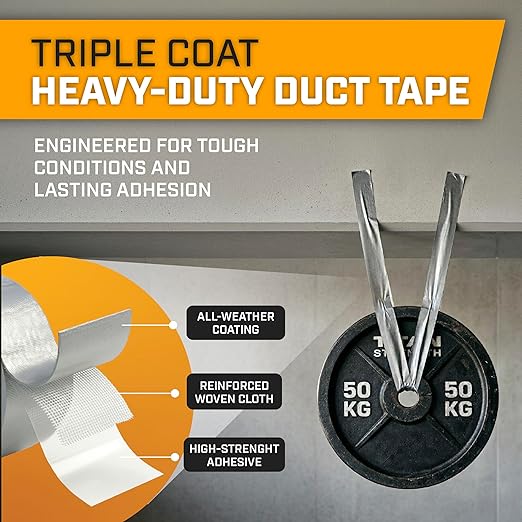 Lockport Duct Tape Heavy Duty Waterproof - 30 Yards x 2 Inch - 12 Roll Pack Silver Duct Tape Bulk Pack - No Residue, Flexible, Strong, All-Weather and Easy Tear - Grey Heavy Duty