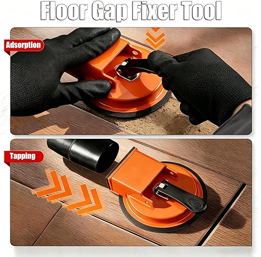 2026 Upgraded Heavy Duty Floor Gap Fixer Suction Cup Tool, Adjustable Height Setter & Countertop Leveling Tool for Vinyl Plank, Wood & Laminate Flooring Installation (Orange Single-Sided)