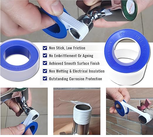 2 Rolls 1/2 Inch(W) X 520 Inches(L) Teflon Plumbers Tape 5.5 Mil Pipe Sealing & Plumbing Thread Tape,PTFE Water Sealant Seal for Shower Head,White