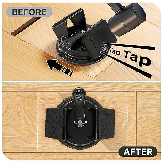 Floor Gap Fixer Tool Heavy Duty 45°Striking Surface Floor Gap Repair Tool Made of Iron & Enhanced Suction Cup with Slot Cutter and 5pcs Sticky Pads for Fixer Laminate/Vinyl Flooring Tools