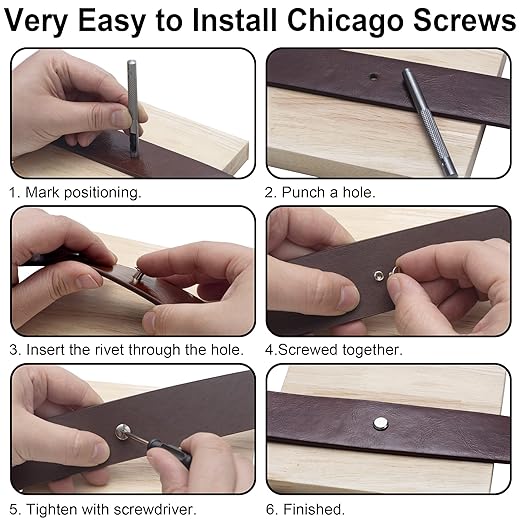 YORANYO 70Sets Chicago Screws Leather Rivets Assorted Screw Rivets Chicago Binding Screws for Decorate and Repair Leather Craft Belt Bag Shoes Purse Bookbinding (Bronze, M5*15,18,20,25)