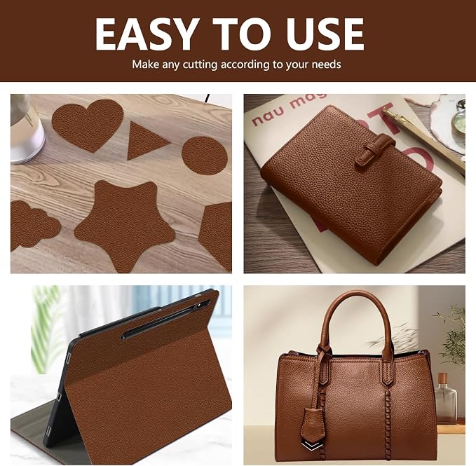 Leather Repair Patch 15.7x40 inch Large Self-Adhesive Vinyl DIY Leather Repair Kit for Sofa Car Seats Chairs Shoes Bags Damaged Furniture (Brown）