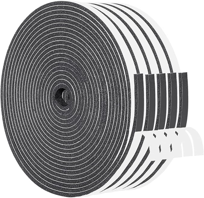 Yotache Weather Stripping Door Seal Strip 1/4" x1/8", 5 Rolls x 16.5ft Better Adhesive Foam Insulation Seal Tape for Door Jamb Frame, Windows, Total 83ft
