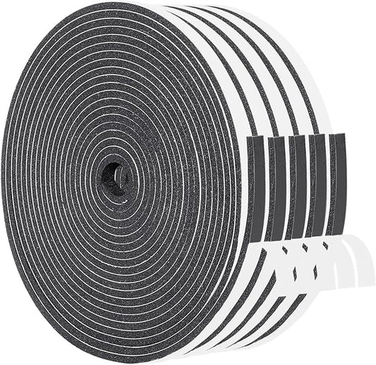 Yotache Weather Stripping Door Seal Strip 1/4" x1/8", 5 Rolls x 16.5ft Better Adhesive Foam Insulation Seal Tape for Door Jamb Frame, Windows, Total 83ft