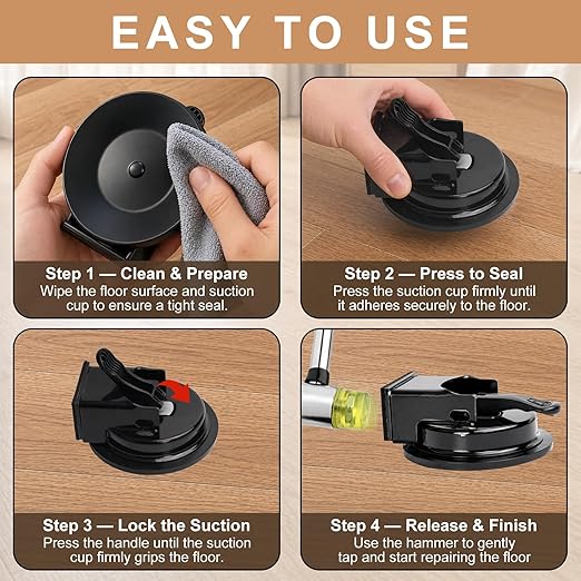 Heavy Duty Floor Gap Fixer, Plank Grabber with Suction Cup for Smooth Surfaces, Vinyl, Wood, Laminate Floor, Perfect for Filling Gaps, Laminate Flooring Tools with Rubber Mallet