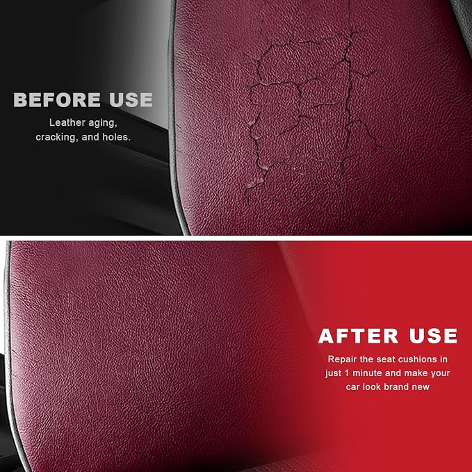 2 PCS Leather Repair Patch Tape, 4 x 8 Inch Self-Adhesive PU Vinyl Repair Patch Kit, Universal Waterproof DIY Leather Repair Tape for Car Seat Furniture Couch Chair (Wine Red)