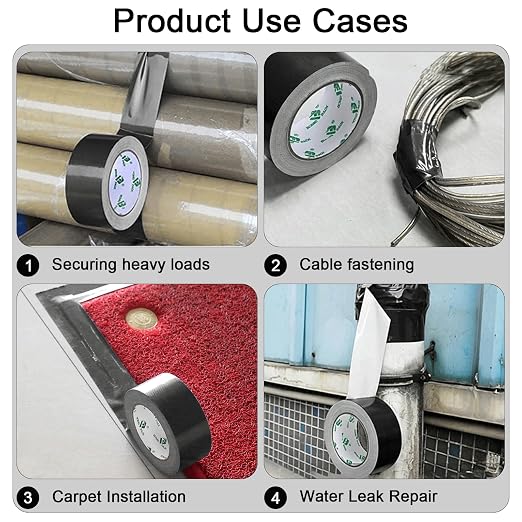 BOMEI PACK Duct Tape Heavy Duty - Black Tape Duct 3 Inches x 50 Yards, 9.06 mil, Strong, Flexible, No Residue, All-Weather and Tear by Hand - for Repairs, Industrial, Professional Use