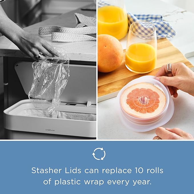 Stasher Premium Reusable Silicone Stretch Lids, Clear, 3pk of 9” Lids, Airtight Seal, Food Container Covers, BPA Free, Leak-free, Dishwasher Safe, Microwave Safe, Eco-Friendly