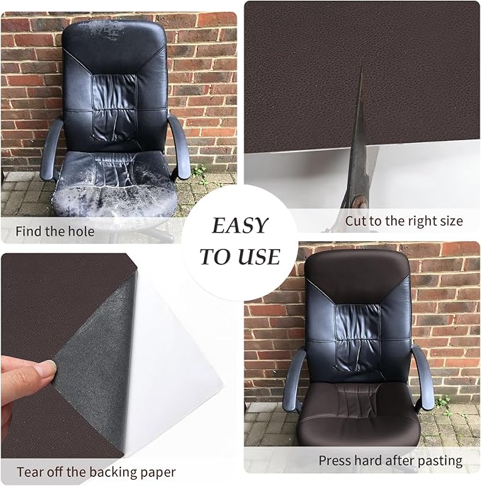 CHEIGHY Leather Repair Kit for Furniture - Advanced PU, Strong Waterproof Self Adhesive Leather Repair Patch for Couch 3.9X79 inch Vinyl Repair Tape for Car Seats Sofa Office Chair (Brown)