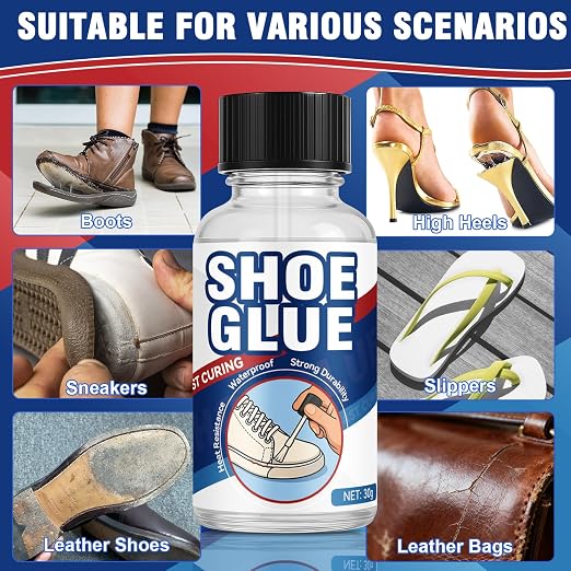 Shoe Glue, 30 g Clear Super Glue for Shoe Repair, Fast Curing & Waterproof Adhesive for Repairing Boots, Sneakers, Heels, Hiking Shoes, Leather Handbags and More