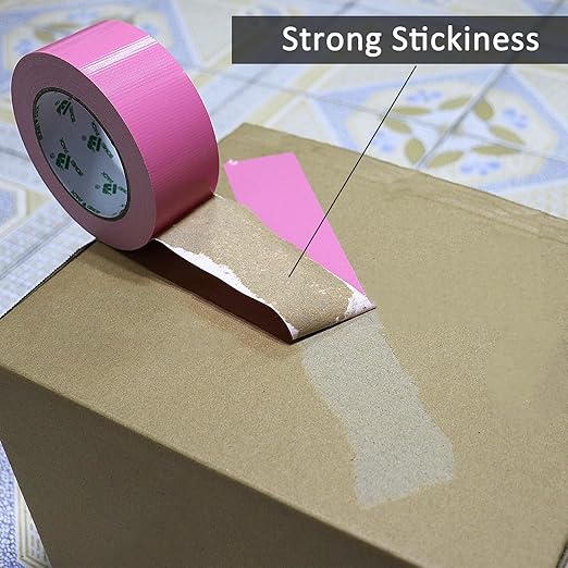 BOMEI PACK Pink Duct Tape, 3Rolls Heavy Duty Strong Industrial Color Duct Tape 9mil x 1.88inch x 30yds for Packing and Repairing