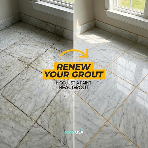 PentaUSA Tile Grout Repair Kit - Ceam Ivory Premixed Acrylic Sanded Grout, Water-Resistant Grout Filler for Bathroom&Shower, Kitchen Floor, Fast Drying, with Applicator, 13.4 oz (380g)