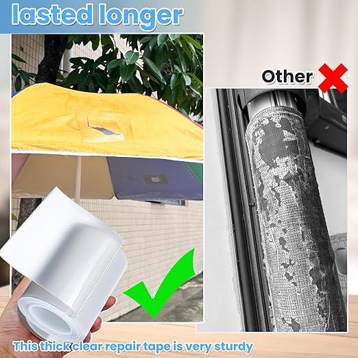 Tikfoam Waterproof Repair Tape for Awning, Tent, Tarp, RV Underbelly, Sail, Boat Cover, Duct Outdoor Repair Patch, Heavy Duty, UVproof, Multipurpose, Clear