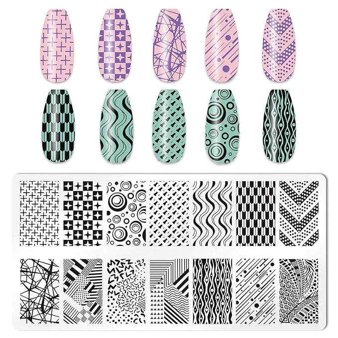 5Pcs Nail Stamping Plates Leopard Print Nail Stamps Nail Art Stamping Plates Nail Stencils Nail Plate Template Nail Art Stamping Kit Nails Accessories with 1 Nail Stamper, 1 Scraper