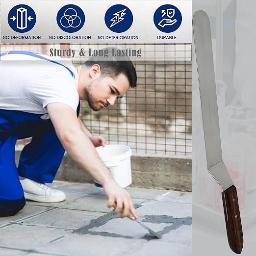A2Z Scilab Brand Engineering Classic Offset Caulk Tooling Spatula, Stainless Steel (12 Inch Long Offset Blade)