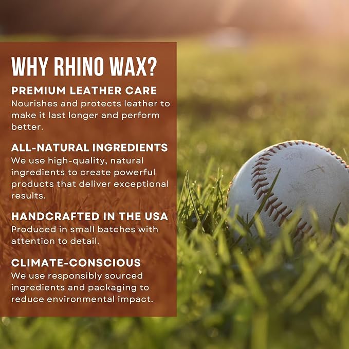 Rhino Wax Baseball Glove Conditioner for Leather - Break in, Protect & Care | Conditions, protects and helps restore dry baseball gloves while preserving softness, flexibility and long-term performance.