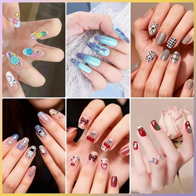 Biutee Nail Stamping Kit 15Pcs Nail Art Stamping Plate Set 8 Colors Nail Stamping Gel Polish, Nail Stamper and Scraper with Storage Bag, Nail Stamper Kit Flower Leaves Star Template Design