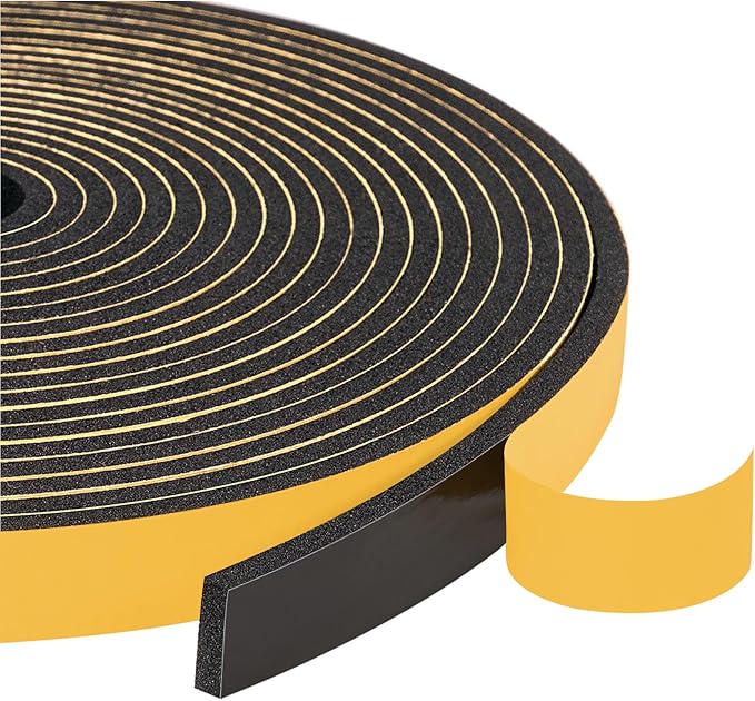 Yotache Foam Weather Stripping Seal Tape 1/2" W X 1/8" T for Doors and Windows Gasket Insulation Soundproofing, 26 Ft Length