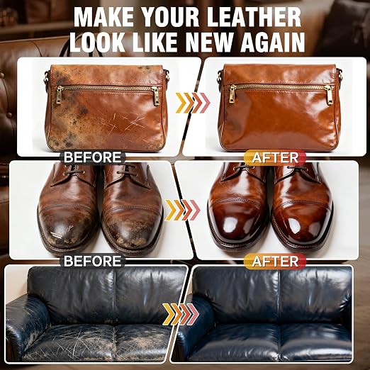 Leather Repair Kit for Furniture, Leather Seat Repair Kit for Cars, Vinyl Repair Kit for Sofa, Purse, Jacket, Restore Any Material, Fix Scratches, Tears, Holes with Easy Instructions, Match Any Color