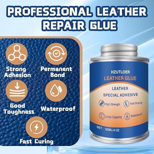 Leather Adhesive,120ML Leather Repair Glue Cement,Super Glue with Brush for Purses,Sofas,Furniture,Car Seat,Shoes,Waterproof, High Strength