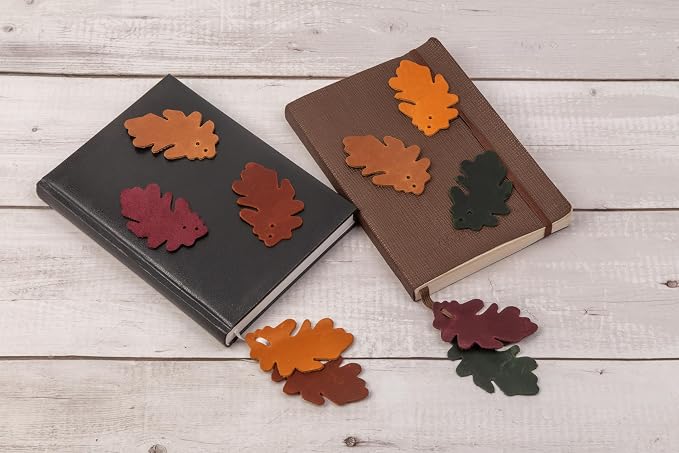 Set of 10 Leather Leaves Patches – 8x5 cm (3.14x1.96”) – Handmade Leather Labels – 1.6 mm Thick – Handmade Tags for Crochet - Leathers Tags - DIY Craft Appliques for Sewing, Repair & Decoration
