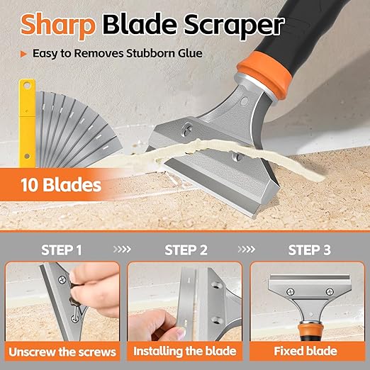 4 in 1 Caulking Tool Kit, Multi-Function Caulk Remover Tool, Grout Removal Tool, Silicone Sealant Cleaner for Bathroom, Shower, Tile, Window, Household Caulk Kit(Orange)