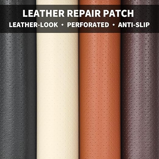 JuCheng Breathable Leather Repair Kit, 20x120inch Perforated Self-Adhesive Leather Repair Patch for Furniture, Cars, Office Chairs (Beige)