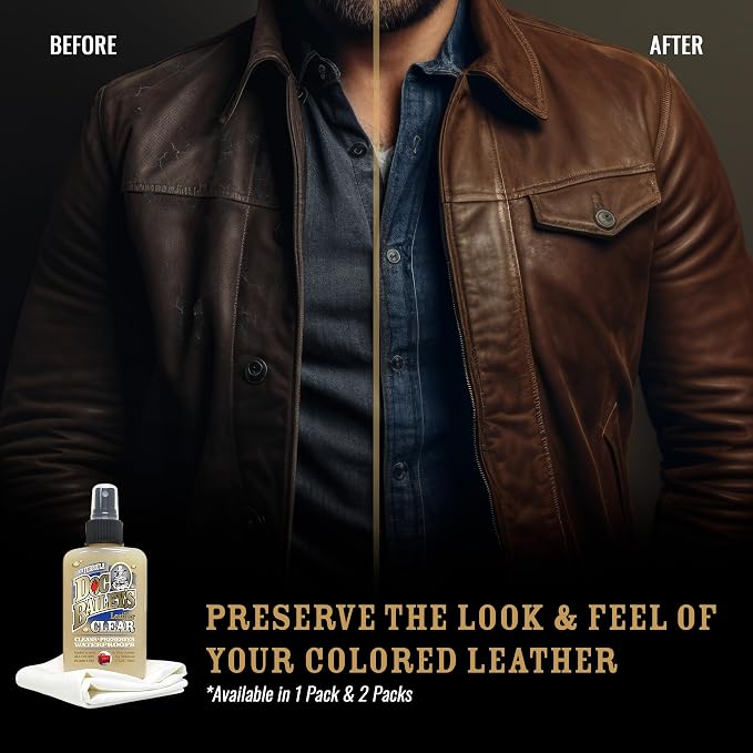 Doc Bailey's Leather Clear - Leather Conditioner, Cleaner & Waterproofer - 3-in-1 Protector for Couches, Car Seats, Boots, Handbags, Saddles & Furniture - No Color Change Kit 4oz, Pack of 2