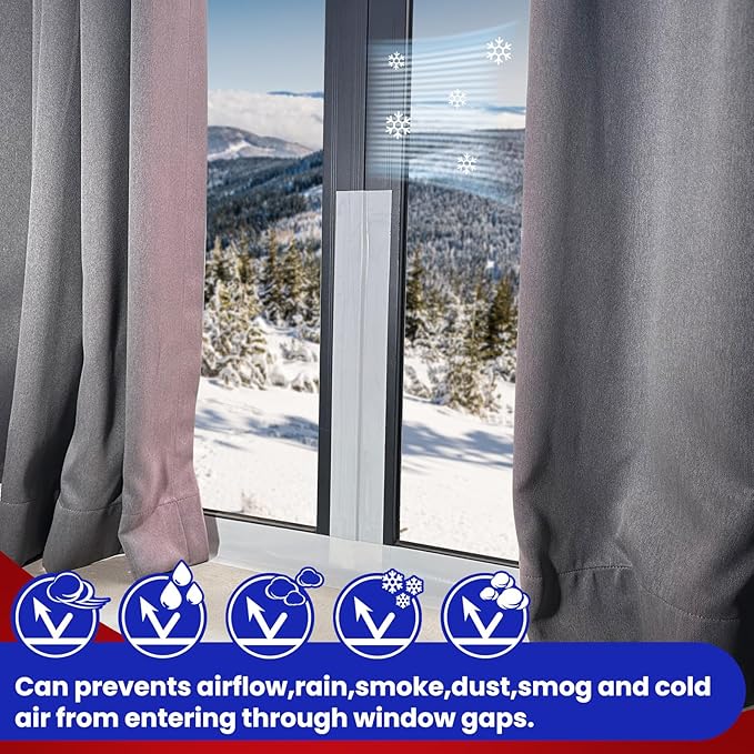 Birllaid White Window Weather Sealing Tape,Window Draft Isolation Sealing Film Tape No Residue Waterproof Self Adhesive for Keep Out Cold Air Dust Rain 3IN X 99FT