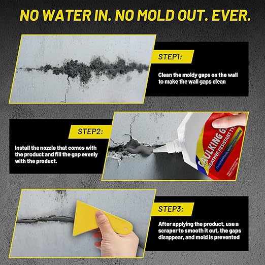 Concrete Crack Filler, Concrete Caulking Adhesive, Quick-Drying Sealant for Professionals, Heavy-Duty Crack Filler for Driveway, Caulking Glue Weather Resistant Type(3PCS)