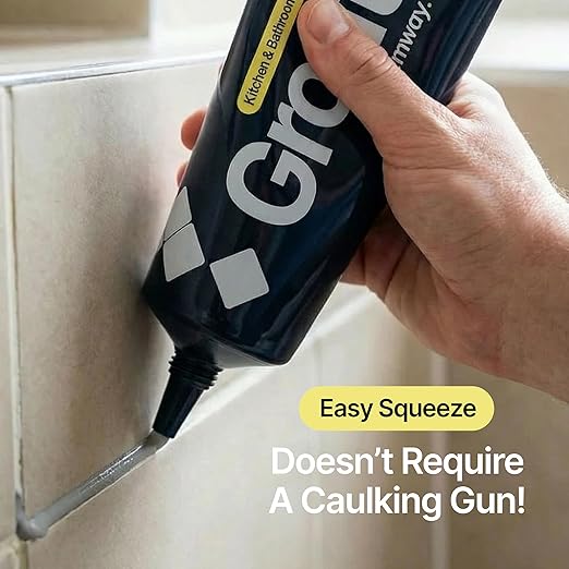 Hemway Grey Grout Reviver Kit | Ready Mixed Grout Repair 400g / 210ml with 4 Piece Profiling Tool Kit | Wall & Floor Tile Adhesive, Kitchen Bathroom Shower, Fast Drying