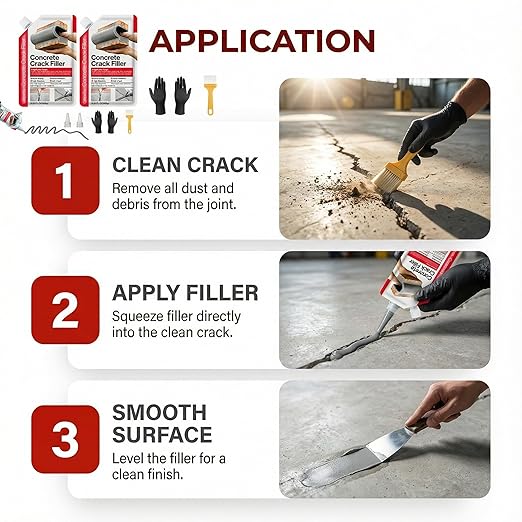 Concrete Crack Filler 6-Pack 6.6LB Grey, Self-Leveling High Elasticity Cement Sealant, Waterproof Repair Caulk for Driveway, Patio, Sidewalk, Garage, Basement– Professional-Grade Durability