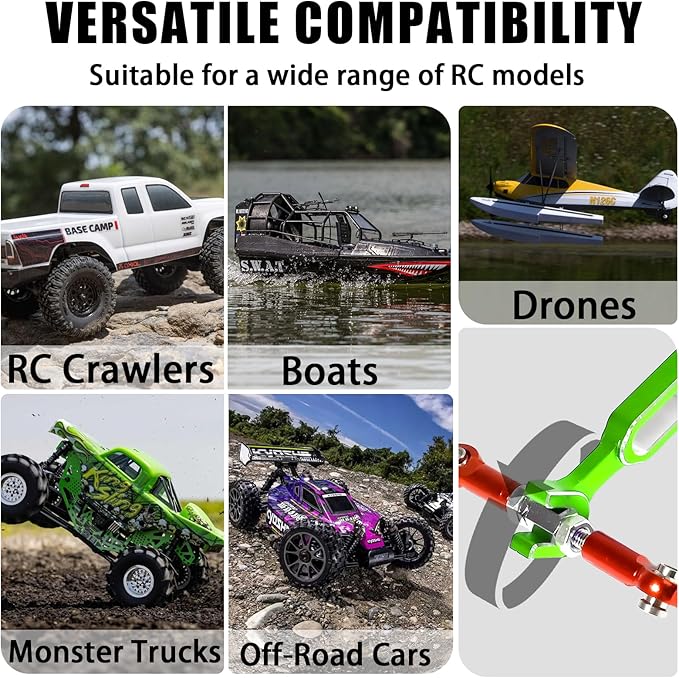 4PCS RC Wrench 3.0/3.2/3.5/3.7/4.0/5.0/5.5/6.0mm Turnbuckle Nut Ball Joint Remover Aluminum Alloy RC Car Repair Tool For RC Crawler Monster Truck Off Road Car Drone Boat Upgrade Parts, Green