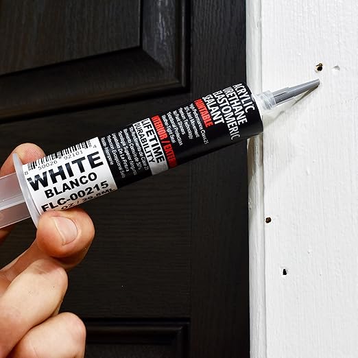 – Acrylic Urethane Elastomeric Sealant – Pre-Filled Precision Caulk Gun – Off-White – 1 oz Tube – Flexible & Durable Sealant for Trim, Baseboards, and Small Cracks