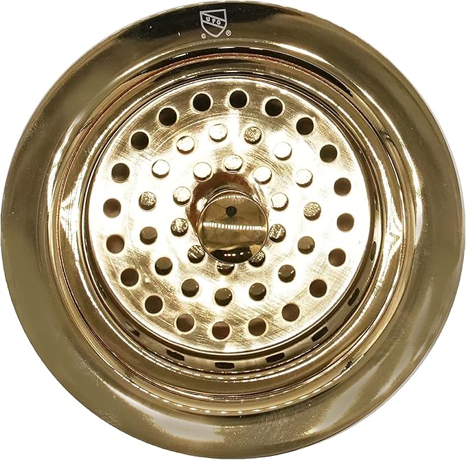 Westbrass CO2165S-01 COMBO PACK 3-1/2" Post Style Large Kitchen Sink Basket Strainer and Waste Disposal Drain Flange with Basket Strainer, Polished Brass