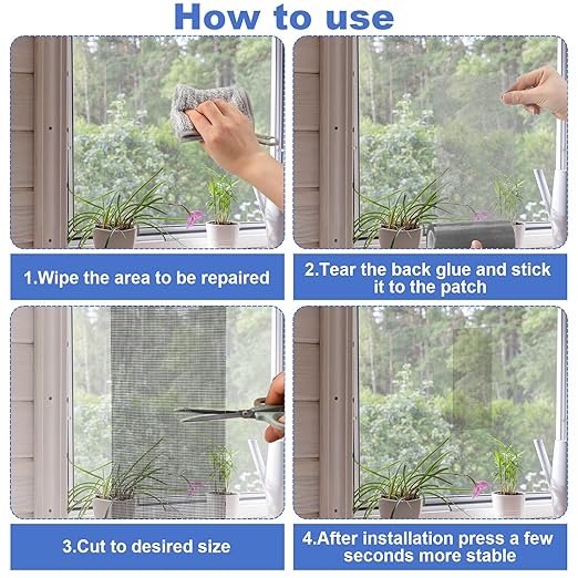 CroBlissful Extra Wide 12 Inch x 20 ft Window Screen Tape Mesh Repair Strong Adhesive Waterproof Fiberglass Screen Repair Kit Patch for Window Door Tears Holes(Gray)