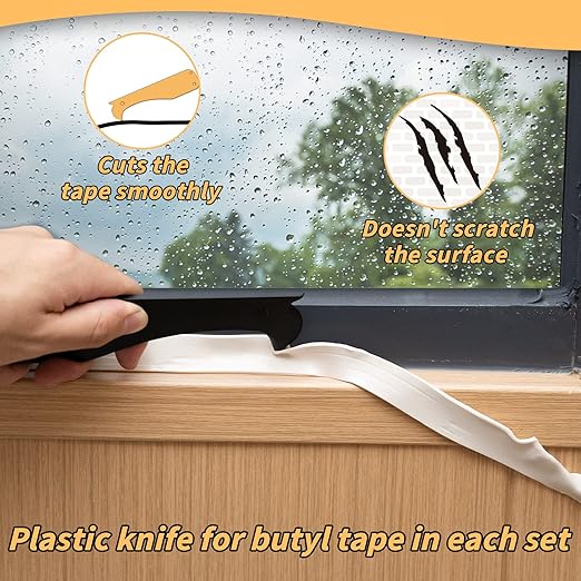 4 Pack Butyl Tape Bulk,1/8" x 3/4" x 30 ft, White Butyl Sealant Tape, Butyl Rubber Caulk Tape, Perfect Butyl Tape RV Window Sealant Tape, Roof Caulk Tape, Butyl Rubber Roll, EPDM Rubbers Roof Patching