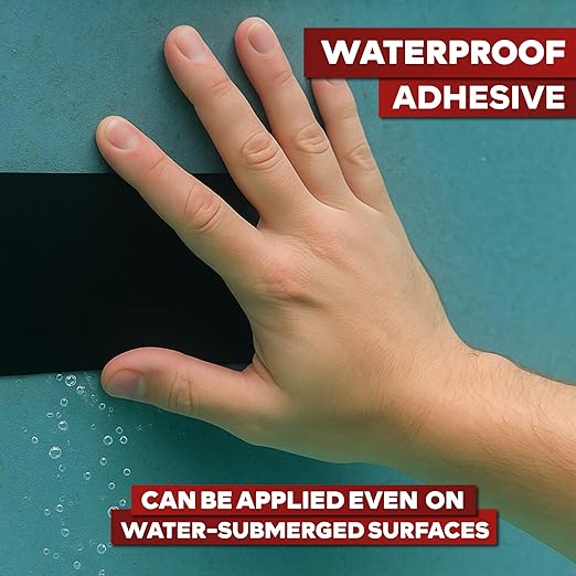 XFasten Waterproof Patch and Seal Tape, Black, 4-Inch by 10-Foot Roof and Gutter Rubber Repair Tape for Stop Leak Repair on Gutter, Roof, Boat, Pool Liner and HVAC – Waterproof and Puncture-Resistant