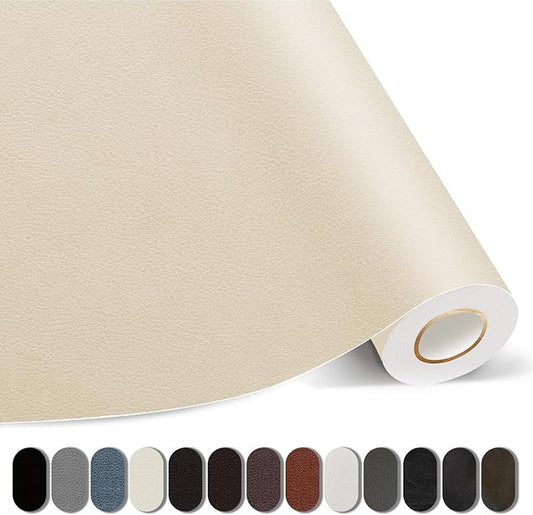 Kangshoon Leather Repair Patches, Self-Adhesive Leather Repair Tape, Stretch Vinyl Repair Kit for Couch Furniture Sofas Car Seats (Beige, 3.5X79 Inch)