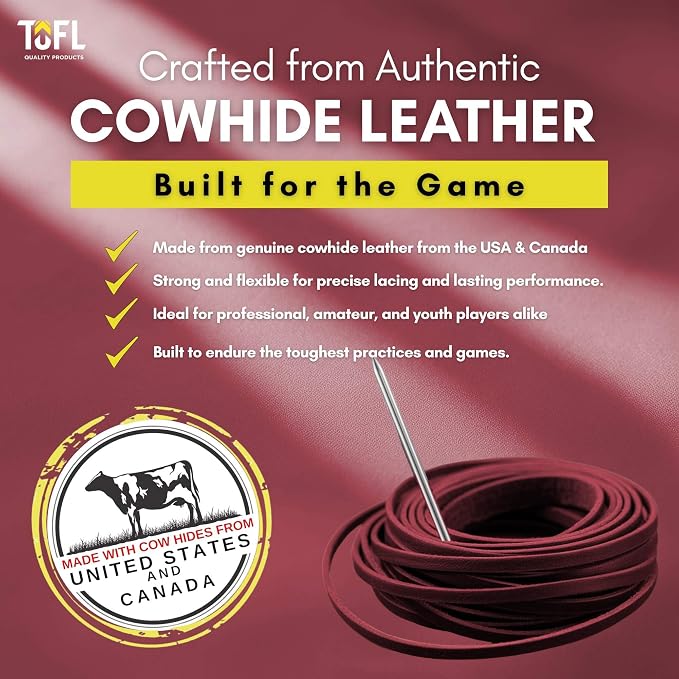 TOFL Softball and Baseball Glove Lace Kit | Mitt Lace Glove Repair Lacing Kit | 2 Leather Laces with Lacing Needle for Catchers Glove