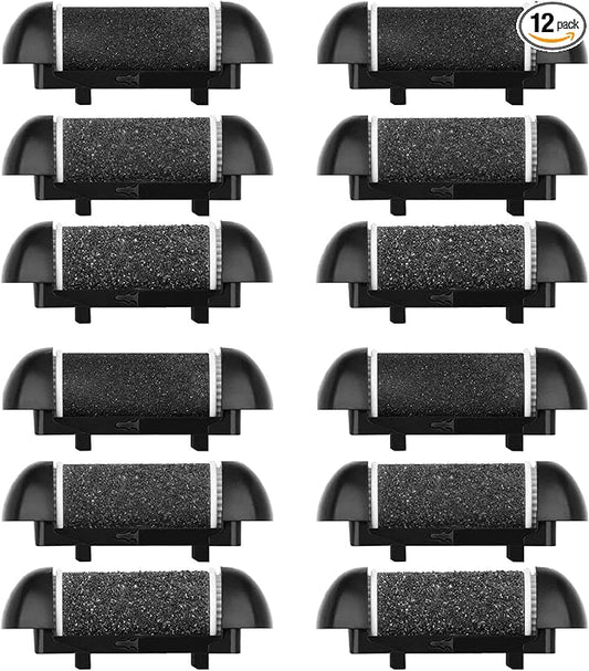 12 Pack Different Coarse Replacement Roller Heads for Electric Callus Remover for Feet Pedicure Tools Foot File Pedicure Kit Refill Rollers for Cracked Heels and Dead Skin